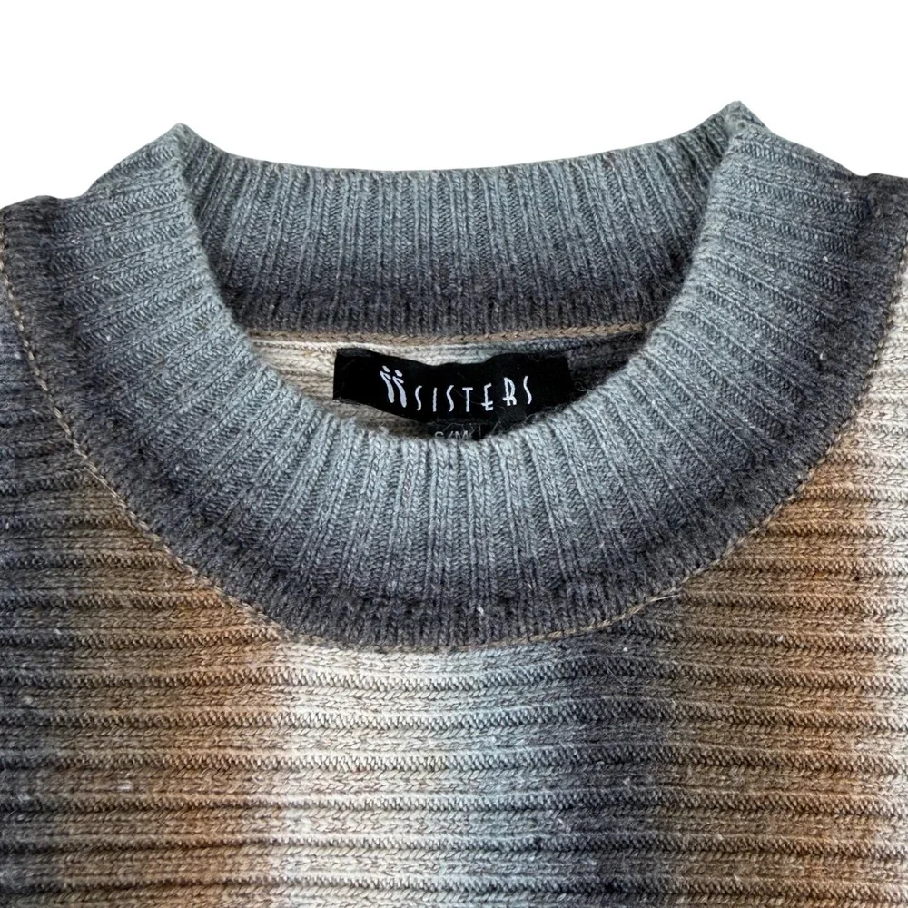 SISTERS‎ Ombre Striped Wool Blend Sweater Mock Neck Dolman Sleeve Women S/M